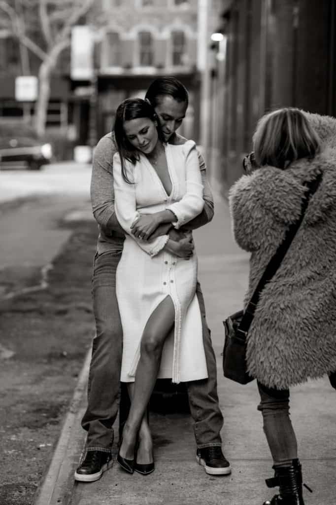 Behind the scenes of Lilly Red as she photographs a couple's engagement in New York City