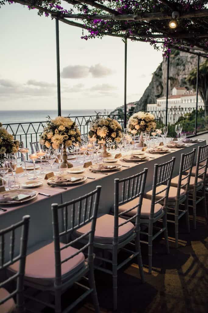 Amalfi Coast Italy reception decor for high end clients
