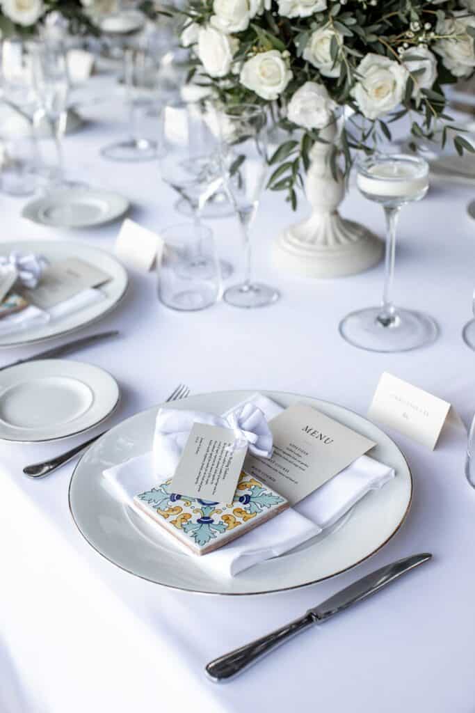 Amalfi Coast reception details for luxury wedding clients