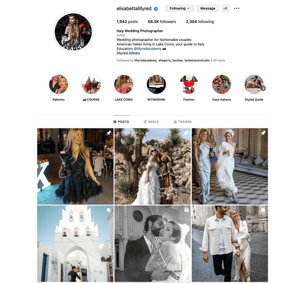 Lilly Red Instagram feed using social media content pillars