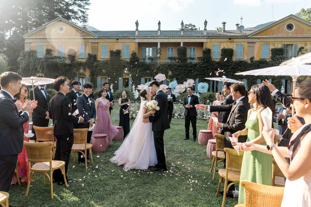Curated portrait of wedding ceremony at Villa Gastel, Lake Como, after reading tips for blogging for wedding photographers
