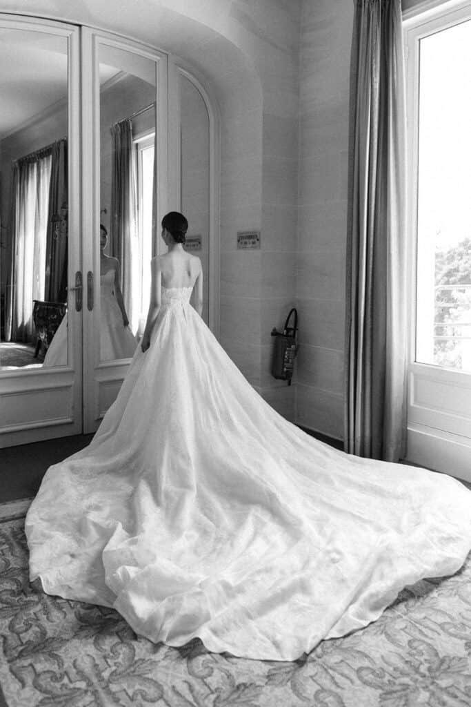 Bridal portrait in ball gown wedding dress