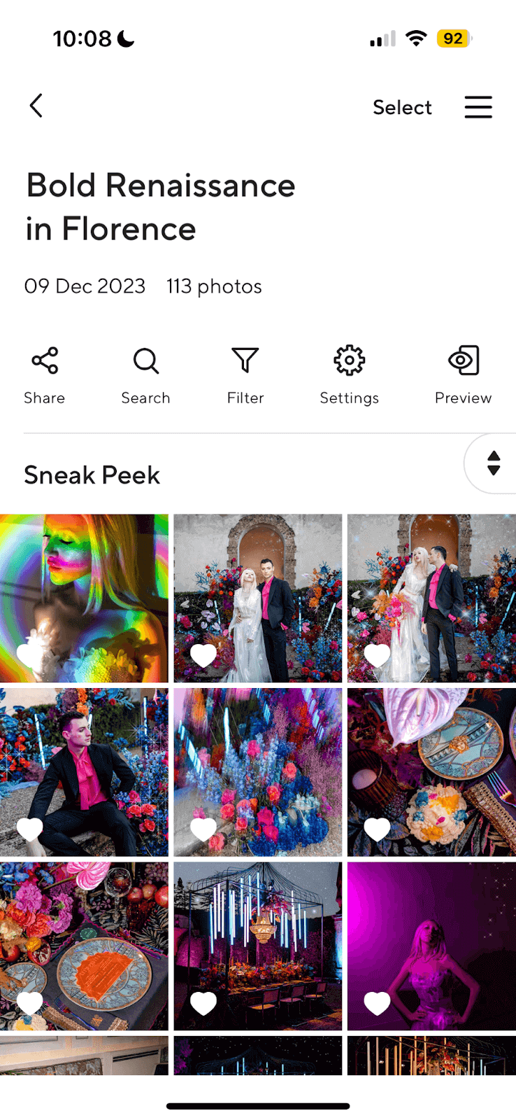Galleries in Pic-Time on mobile view